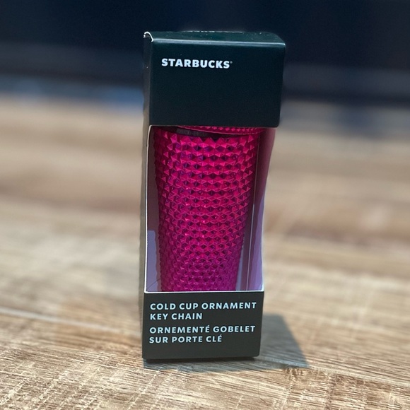 Starbucks holiday 2022 cold cup ornament keychain, sangria pink studded - Picture 1 of 4